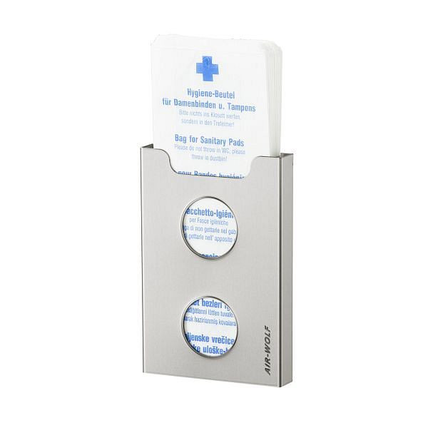 Air Wolf Hygienebeutelspender, Serie Lobo, H x B x T: 195 x 133 x 26 mm, Edelstahl beschichtet, 40-602