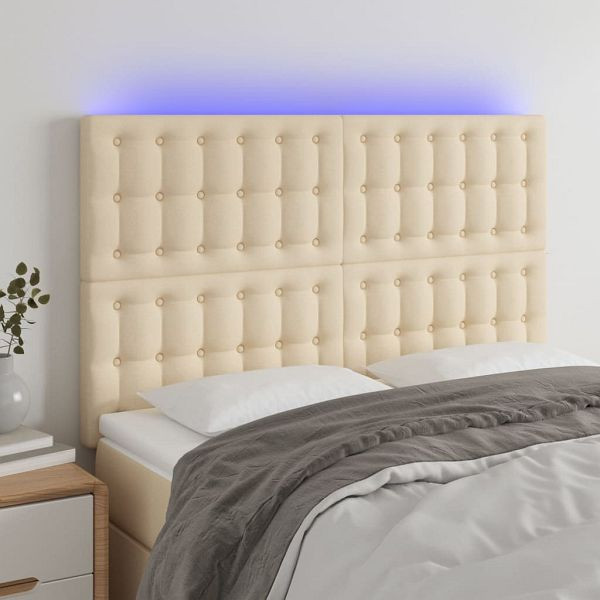 vidaXL LED Kopfteil Creme 144x5x118/128 cm Stoff, 3122861