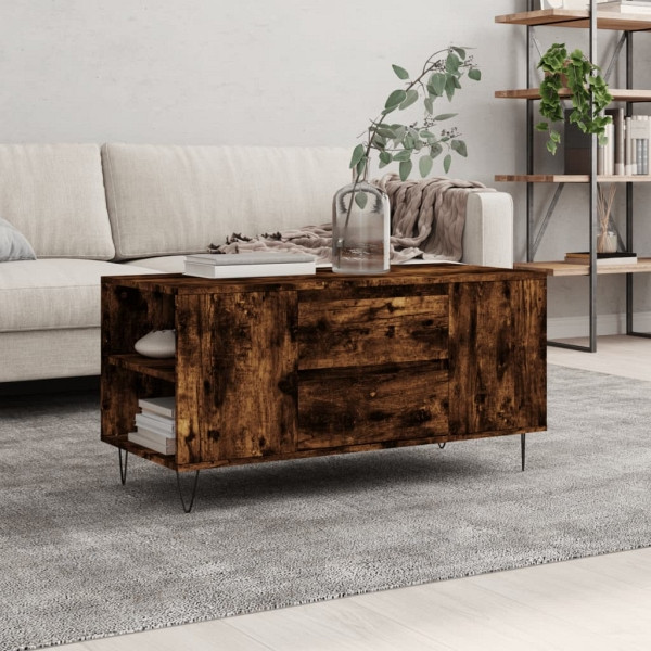vidaXL Couchtisch Räuchereiche 102x44,5x50 cm Holzwerkstoff, 831001