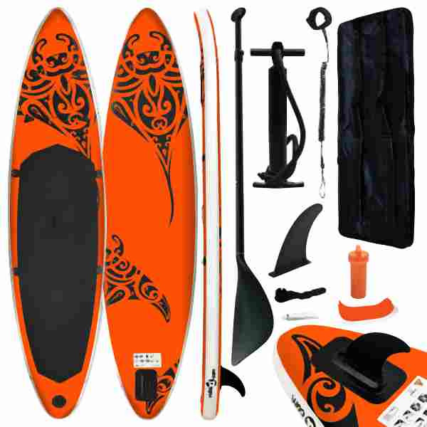 vidaXL Aufblasbares Stand Up Paddle Board Set 305x76x15 cm Orange, UV-beständig, 92743