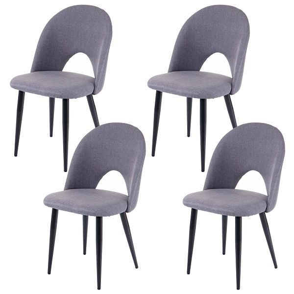 Mendler 4er-Set Esszimmerstuhl HWC-D73, Stuhl Küchenstuhl, Stoff/Textil, dunkelgrau, 64210