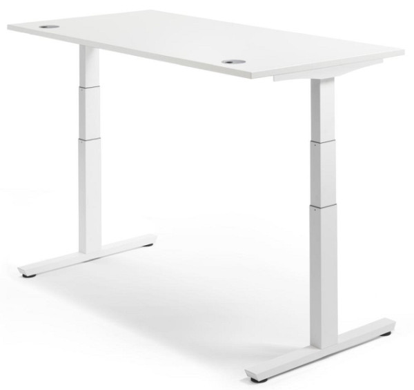 Deskin Sitz-/ Stehschreibtisch MULTI M pro, Dekor weiß, B 1600 x T 800 x H 650 - 1250 mm, 288586