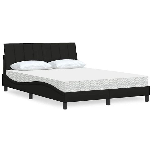 vidaXL Bett mit Matratze Schwarz 120x200 cm Stoff, 3310519