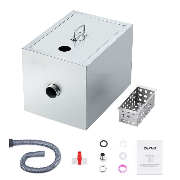 VEVOR Kommerzieller Fettabscheider, 8 lbs Fettabscheider, Zulaufabscheider Oben, Edelstahl Unter der Spüle, 2,78 GPM, YSFLQDBRKYSB9QX55V0