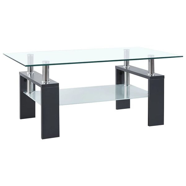 vidaXL Couchtisch Grau Transparent 95x55x40 cm Hartglas, 330305
