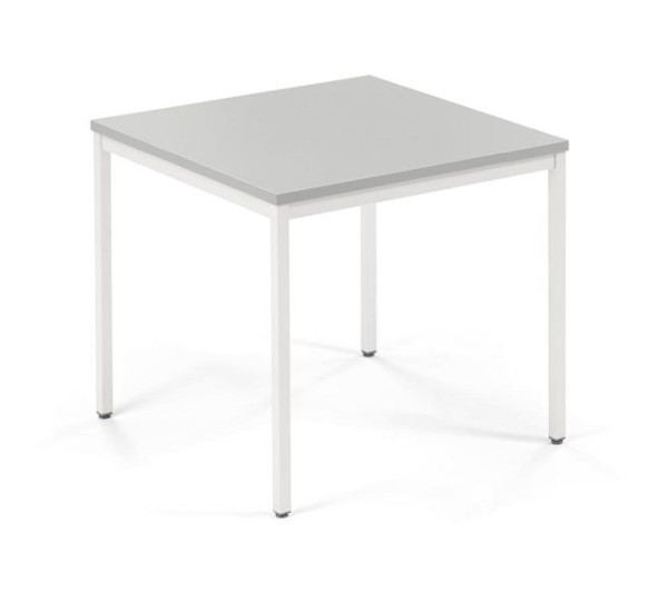 Deskin Konferenztisch MULTI MODUL, Platte Lichtgrau, Gestell Weiß RAL 9016, B 800 x T 800 x H 728 mm, 359458