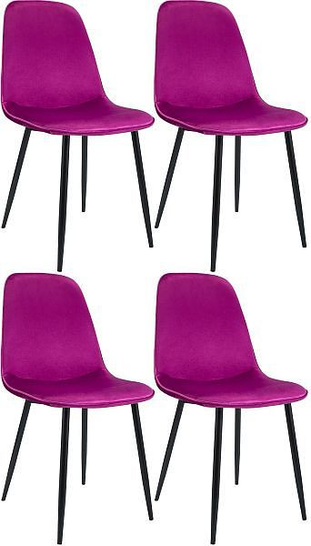 CLP 4er Set Esszimmerstuhl Maryam Samt, lila, 327430