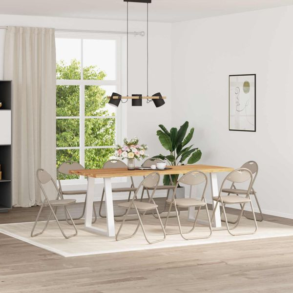 vidaXL Klappstuhl 8-teilig Sand 48 x 43,5 x 81 cm Kunstleder, 42029066