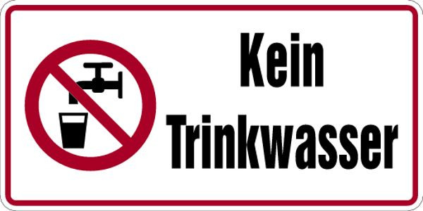 Schilder Klar Betriebsbeschilderung Kein Trinkwasser + Symbol, 400x200x0.45 mm Aluminium geprägt, 62/23
