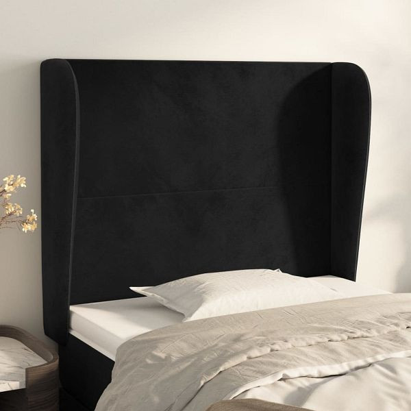 vidaXL Kopfteil mit Ohren Schwarz 103x23x118/128 cm Samt, 3117720