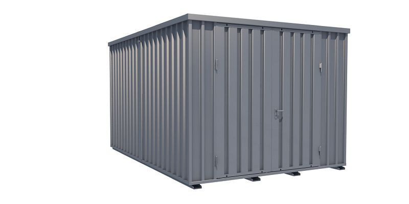 BOS ContainerCombination 2,4m, 3x4m, 2-flügelige Tür auf der 3 m-Seite, Staplerentladung, Kondenswasser-Stop-Beschichtung, SCC2400-3x4-LZ+AKW-SCC-3x4+STAP