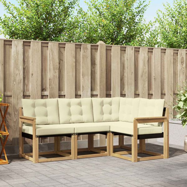 vidaXL Outdoor-Sofagarnitur mit Kissen 4-teilig Weiß und Creme, 3389420