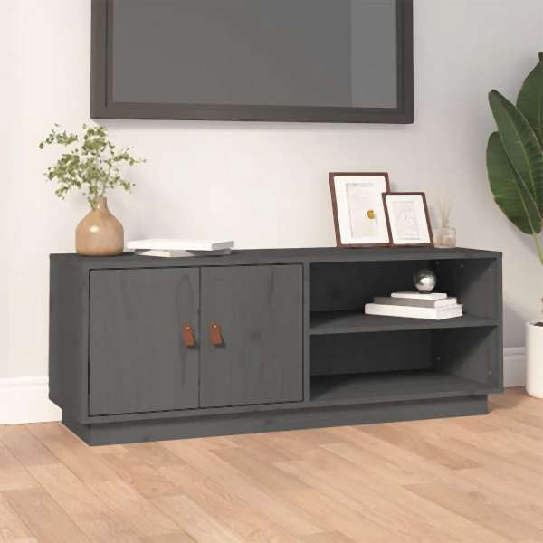 vidaXL TV-Schrank Grau 105x34x40 cm Massivholz Kiefer, 818222