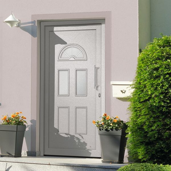 vidaXL Haustür Weiß 88x200 cm, Füllung: 24 mm, Material: PVC-Türrahmen + Sandwichkernfüllung, 279255