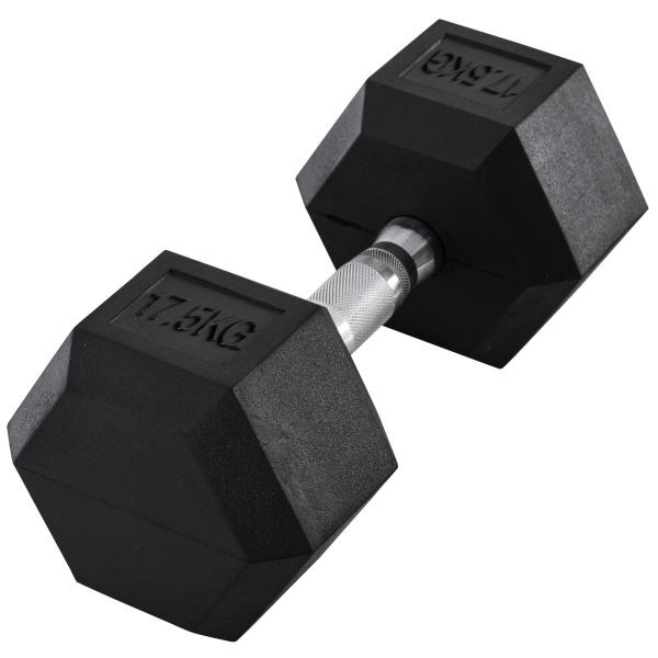 HOMCOM Kurzhantel, Hexagon Gummihantel, 17,5 kg Fitness Gewichte aus Gusseisen, A91-022V01