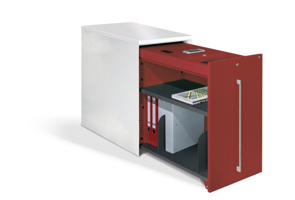 C+P Auszugschrank in Schreibtischhöhe Asisto, H740B430T800 mm, 7035/3003, rechts der Tischplatte, 148466-00R S10052