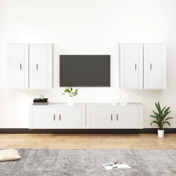 vidaXL 6-teilig TV-Schrank-Set Weiß Holzwerkstoff, 3188710
