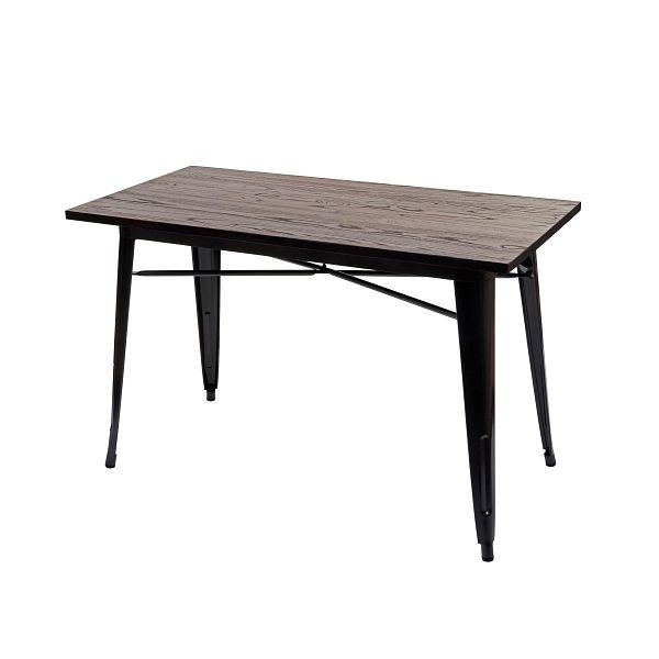 Mendler Esszimmertisch HWC-H10a, Tisch Bistrotisch, Metall Ulme Holz Industrial Gastronomie FSC schwarz-braun 120x60cm, 72484
