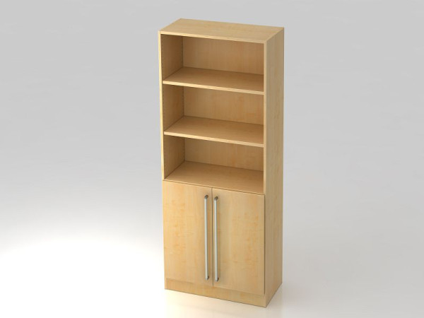 Hammerbacher Schrank 5OH, 2 Türen unten Sockelblende, Chromgriff Ahorn/Ahorn, 80x42x200,4 cm (BxTxH), V7700/3/3/CE
