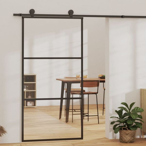 vidaXL Schiebetür mit Beschlag ESG-Glas & Aluminium 102x205 cm, 3081942