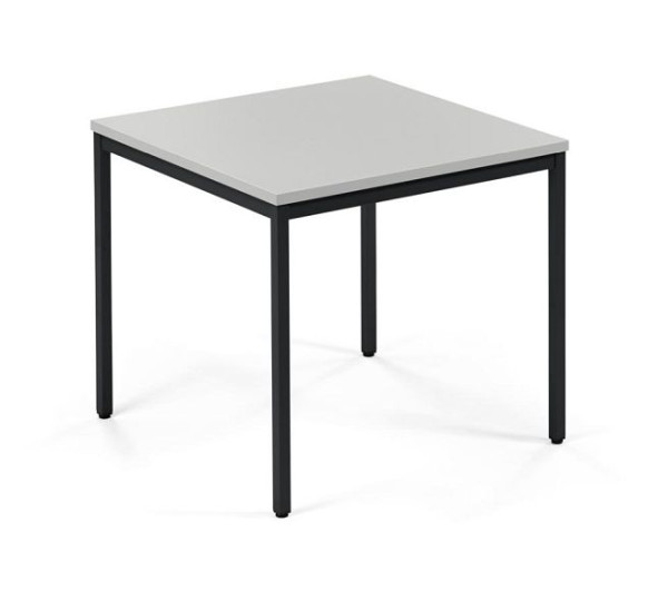 Deskin Konferenztisch MULTI MODUL, Platte Lichtgrau, Gestell Schwarz RAL 9005, B 800 x T 800 x H 728 mm, 359554