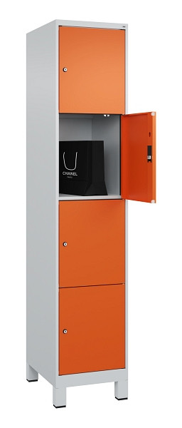 C+P Schließfachschrank Evolo PLUS, mit Füßen, 4 Fächer, 1950x400x500mm, 7035/20, 049010-124 S10002