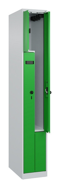 C+P Z-Spind Evolo PLUS, 2 Fächer, 1850x300x500mm, 7035/6037, Drehriegel, 049003-102 S10008