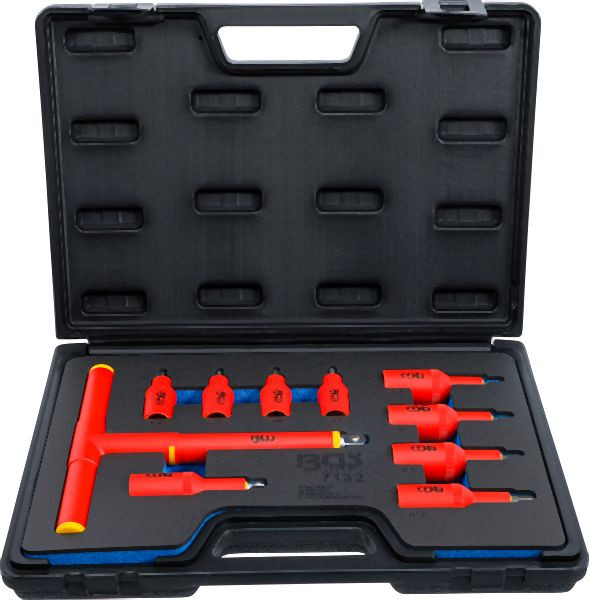 BGS VDE-Bit-Einsatz-Satz, Antrieb Innenvierkant 10 mm (3/8") / 12,5 mm (1/2"), Innensechskant 4 - 10 mm, 10-teilig, 7132