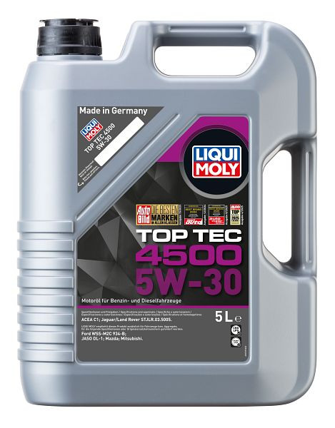 LIQUI MOLY Motoröl Top Tec 4500 5W-30, Kanister Kunststoff, VE: 5 Liter, 3729