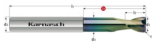 Karnasch VHM-Schaftfräser lang HSC/HPC d= 10,0/ r1,5 torisch NHC-7000, 306215100015