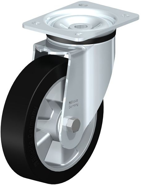 Blickle LK-ALEV 180K Stahlblech-Lenkrolle, schwere Ausführung, mit Anschraubplatte, Elastik-Vollgummi, Schwarz, 263939