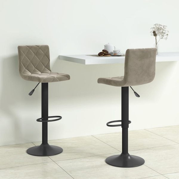 vidaXL Barhocker 2 Stk. Hellgrau Samt, Glas Wein, Happen Essen, 333731