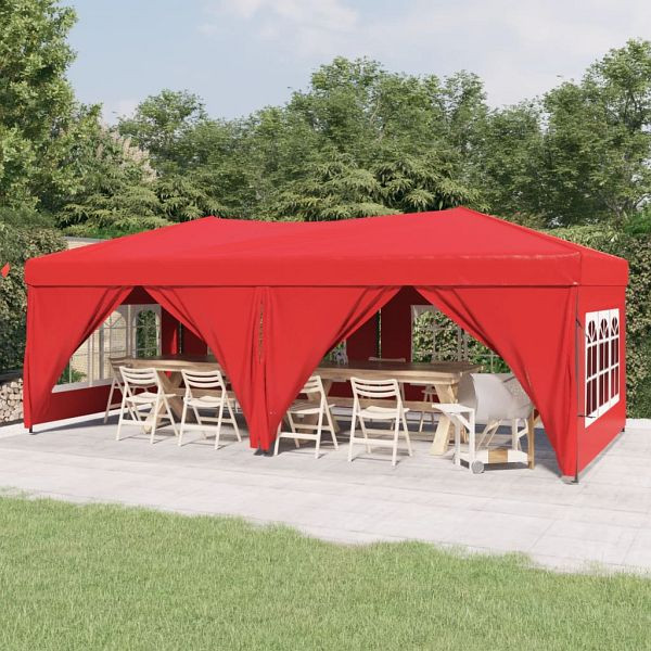 vidaXL Partyzelt Faltbar mit Seitenwänden Rot 3x6 m, 93548