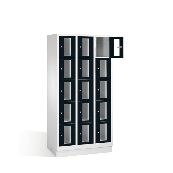 C+P Schließfachschrank Classic, H1800xB900xT500mm, Farbe: Lichtgrau / Schwarzgrau, 8020A305 S10005