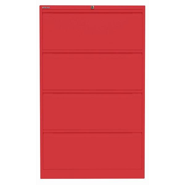 Bisley Hängeregistraturschrank, doppelbahnig, 4 HR-Schubladen, 670 kardinalrot, DF4670