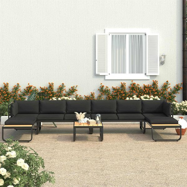 vidaXL 5-teilig Garten-Ecksofa-Set mit Auflagen Aluminium und WPC, 48655