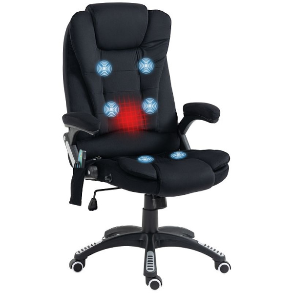 Vinsetto Bürostuhl mit Massage- & Wärmefunktion, ergonomisch, höhenverstellbar, Schwarz, 921-171V91BK