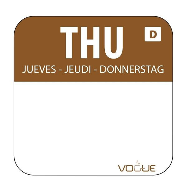 Vogue Selbstauflösende Lebensmittelrotationsetiketten Donnerstag, VE: 1000 Stück, U780
