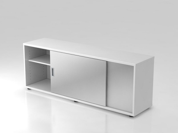Hammerbacher Sideboard 1, 5OH beidseitig nutzbar Weiß/Silber, 160x40x59,6 cm (BxTxH), V1758S/W/S