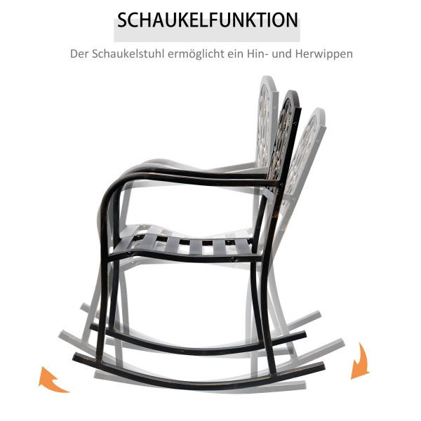 Outsunny Schaukelstuhl Gartenstuhl Schwingsessel antik Garten Metall Bronze B60 x T73 x H85cm, 84A-067