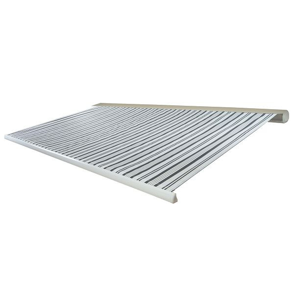 Mendler Elektrische Kassettenmarkise T122, Markise Vollkassette 4x3m, Polyester Grau/Weiß, 36160+34295+34432