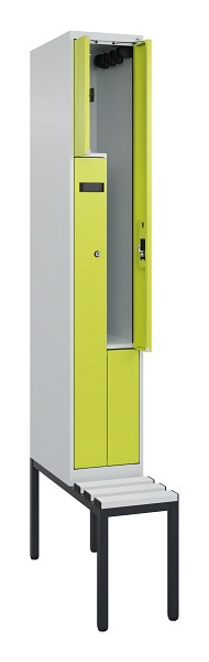 C+P Z-Spind Evolo PLUS, Bank, 2 Fächer, 2120x300x815mm, 7035/0024, Zylinderschloss, Sitzfläche Kunststoff, Sitzbank, 0490537-102 S10096