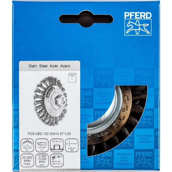 Pferd Kegelbürste mit Gewinde, gezopft POS KBG 10013/M14 ST 0,50, 43313001