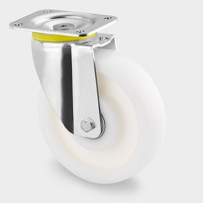 TENTE-ROLLEN Lenkrolle, Rad-Ø 200 mm, Tragfähigkeit 800 kg, Bauhöhe 240 mm, D 75 Shore, 4680UOP200P63