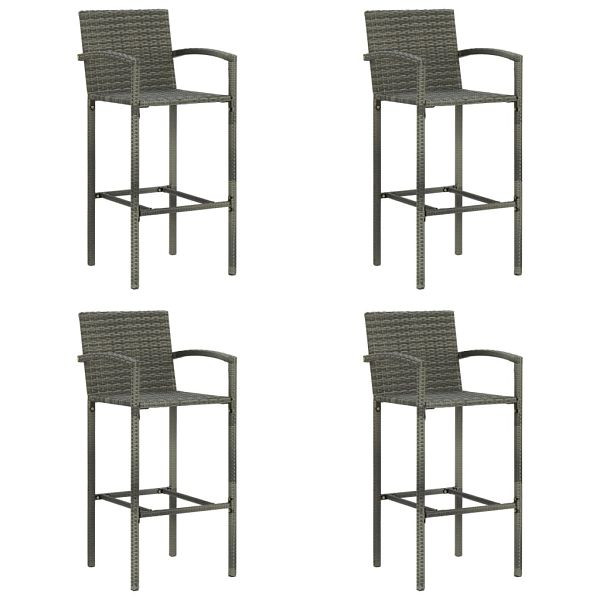 vidaXL Barhocker 4 Stück Grau Poly Rattan, 313456, 8720286146590