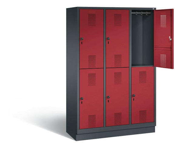 C+P Spind doppelstöckig Evolo, H1800xB1200xT500mm, Farbe: Schwarzgrau / Rubinrot, 48320-32 S10059