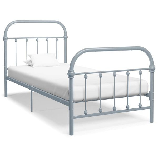 vidaXL Bettgestell Grau Metall 90×200 cm, elegant, 284504