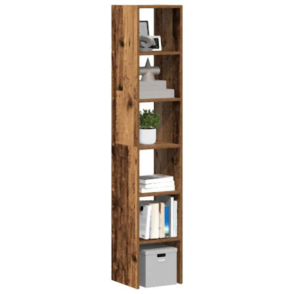 vidaXL Bücherregale 2 Stück Stapelbar Altholz-Optik 30x30x80 cm, 858818