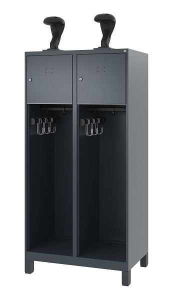 C+P Feuerwehrspind Evolo, Modell YOUNGSTER, 2 Abteile, H1530xB800xT500 mm, Anthrazit, Füße, 0490015-22 S10007