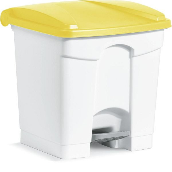 Deskin Tretabfallsammler, aus Kunststoff, Korpus weiß, Deckel gelb, H 440 x B 410 x T 400 mm, 276452